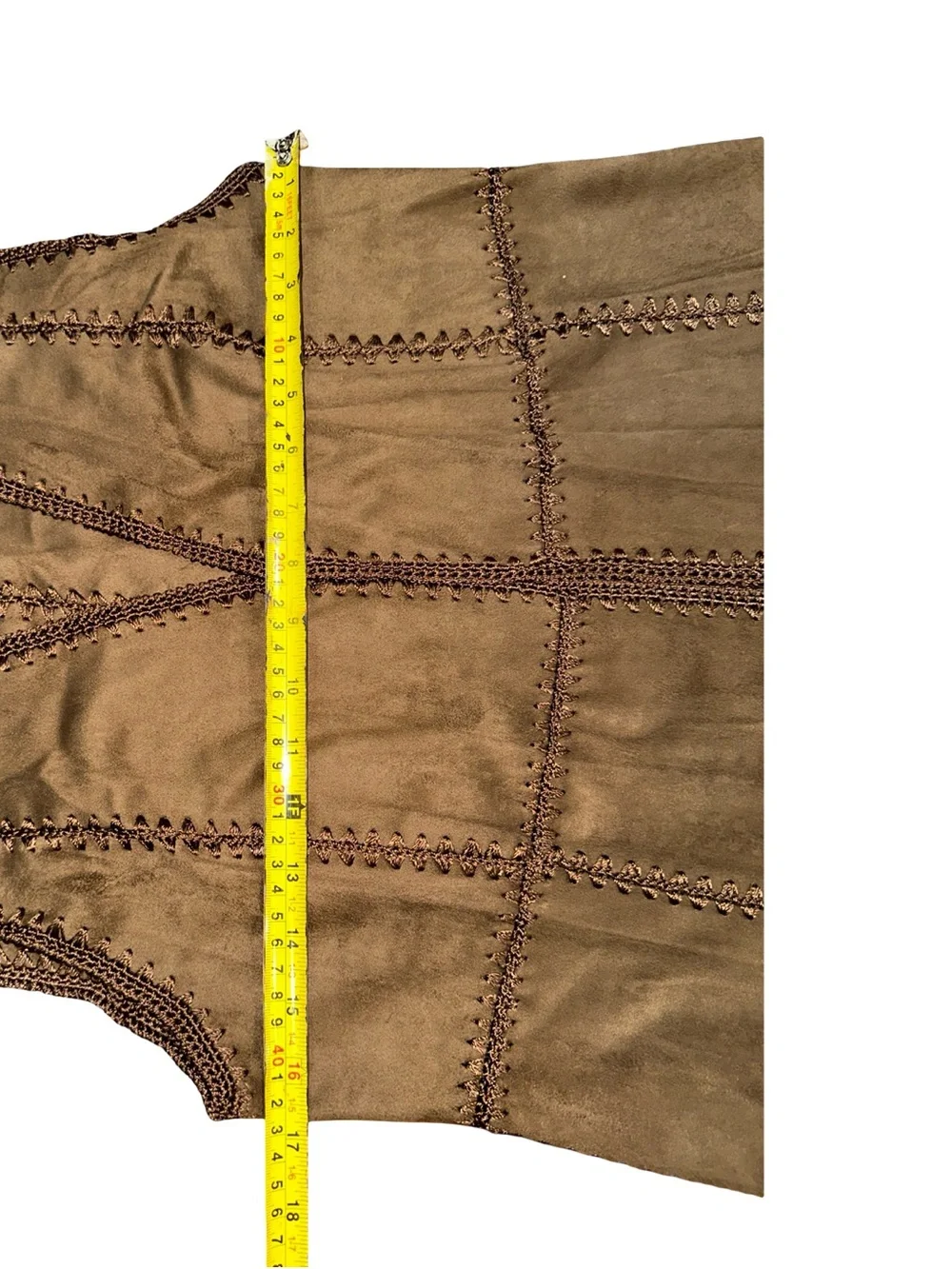 Zara Woman Faux Suede Boho Embroidered Vest & Mini Skirt Set, S